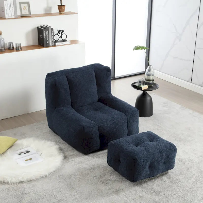 Pouf moelleux avec mousse à mémoire de forme et repose-pieds