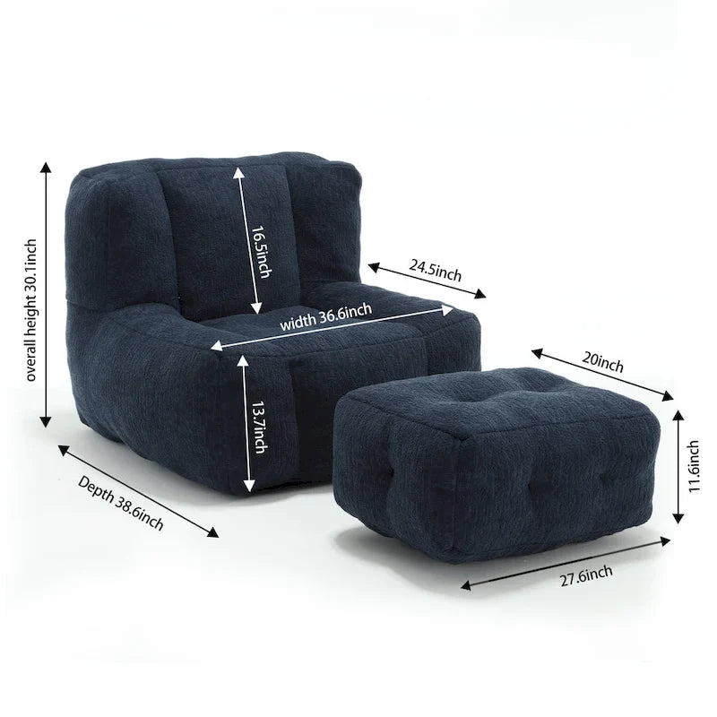 Pouf moelleux avec mousse à mémoire de forme et repose-pieds
