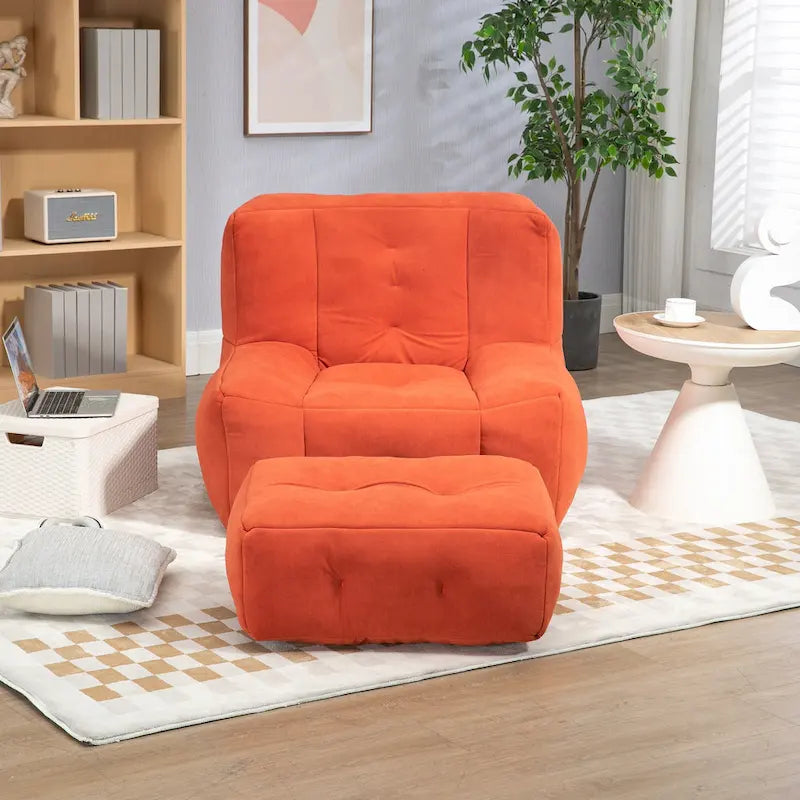 Pouf moelleux avec mousse à mémoire de forme et repose-pieds