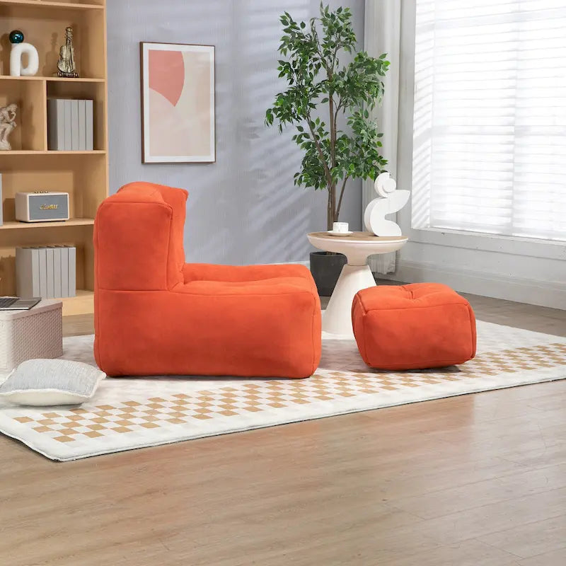 Pouf moelleux avec mousse à mémoire de forme et repose-pieds