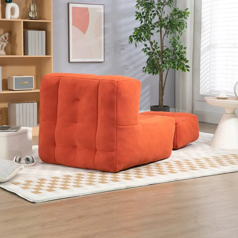 Pouf moelleux avec mousse à mémoire de forme et repose-pieds
