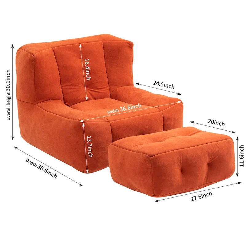 Pouf moelleux avec mousse à mémoire de forme et repose-pieds