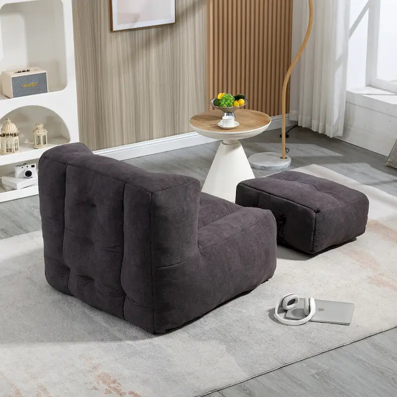Pouf moelleux avec mousse à mémoire de forme et repose-pieds