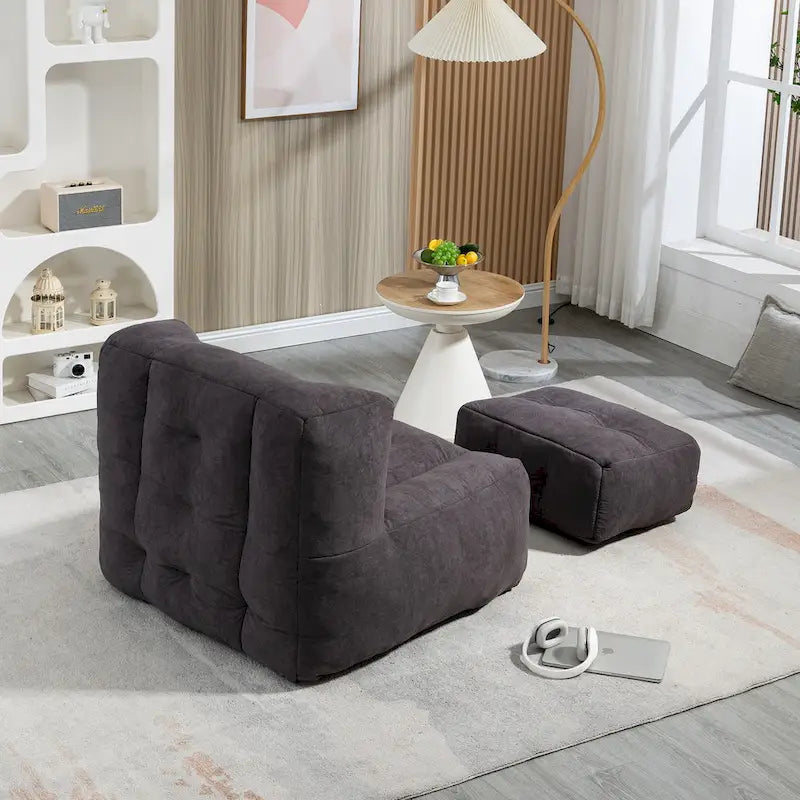 Pouf moelleux avec mousse à mémoire de forme et repose-pieds