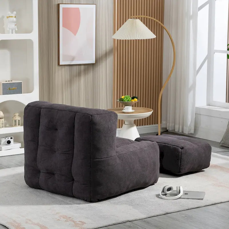Pouf moelleux avec mousse à mémoire de forme et repose-pieds