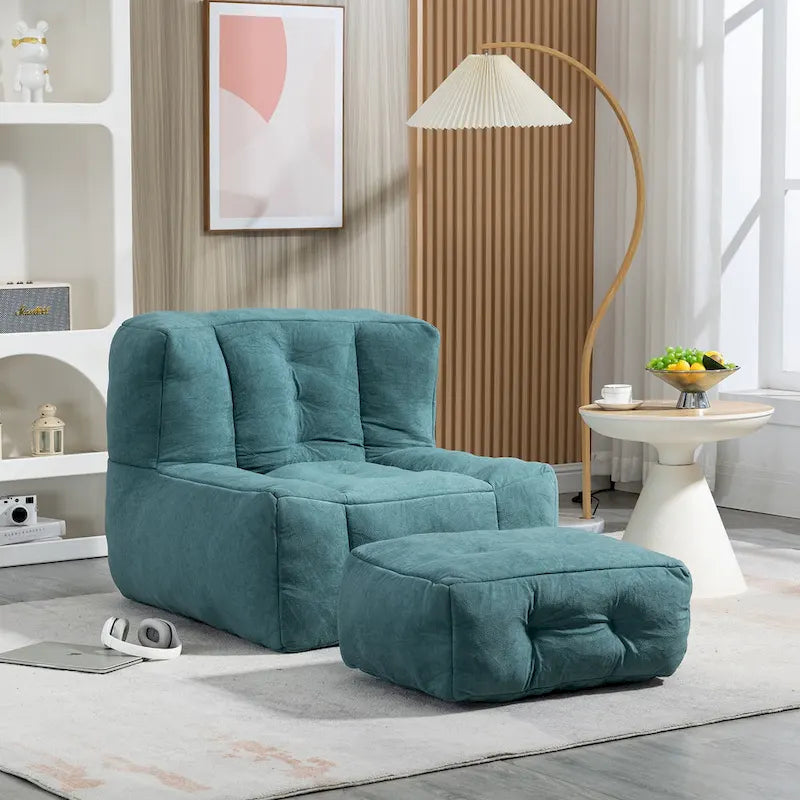 Pouf moelleux avec mousse à mémoire de forme et repose-pieds