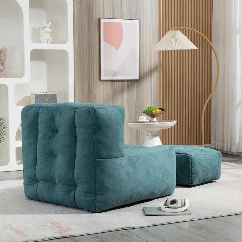 Pouf moelleux avec mousse à mémoire de forme et repose-pieds
