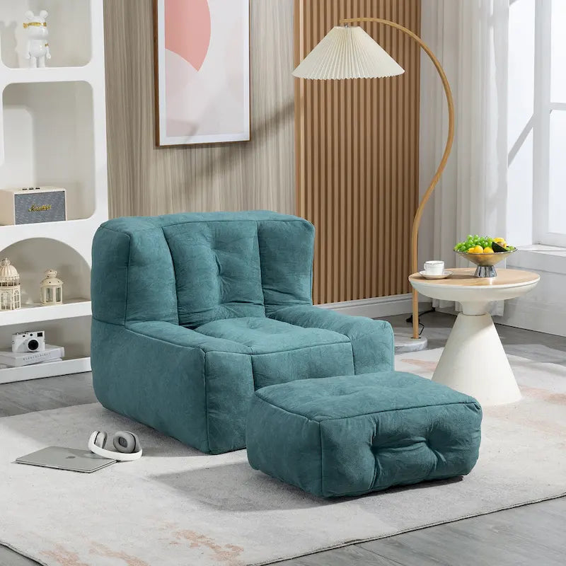 Pouf moelleux avec mousse à mémoire de forme et repose-pieds