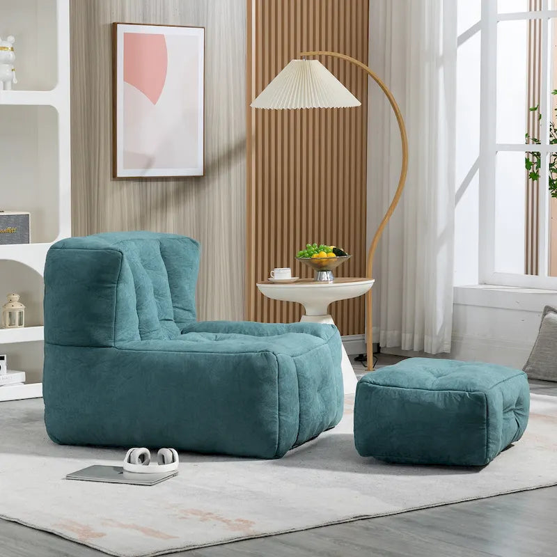 Pouf moelleux avec mousse à mémoire de forme et repose-pieds