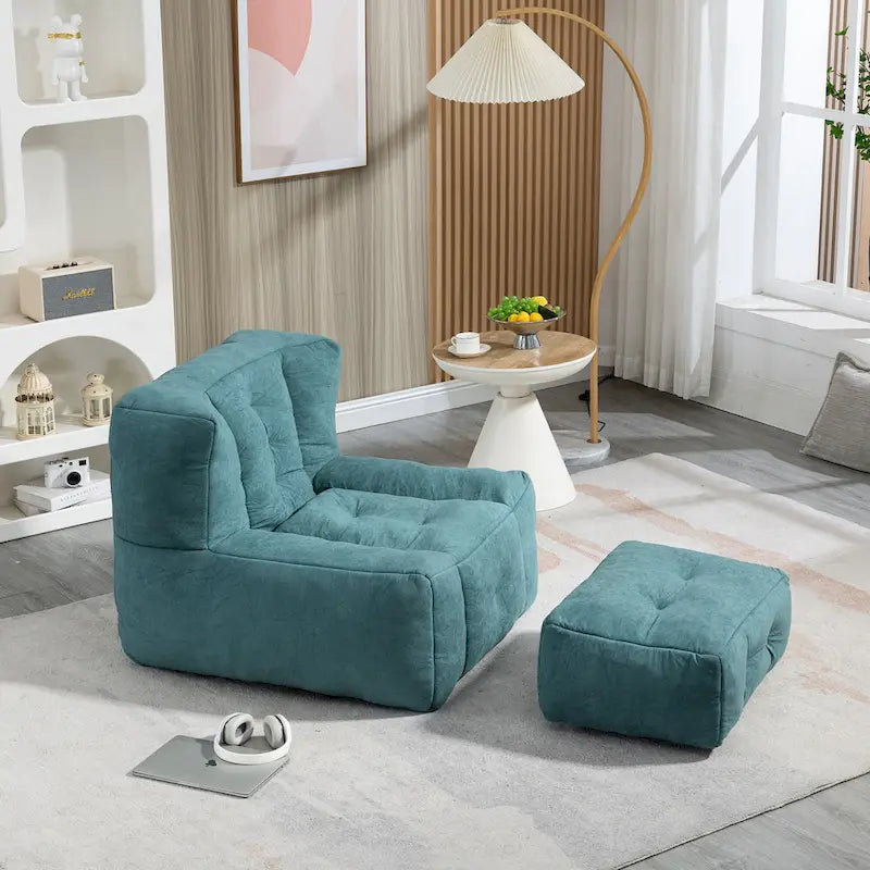Pouf moelleux avec mousse à mémoire de forme et repose-pieds