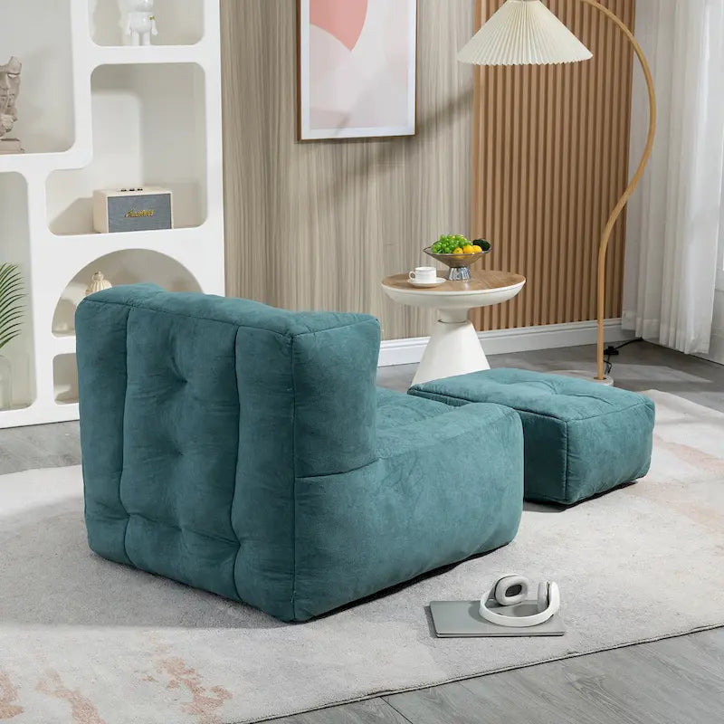 Pouf moelleux avec mousse à mémoire de forme et repose-pieds