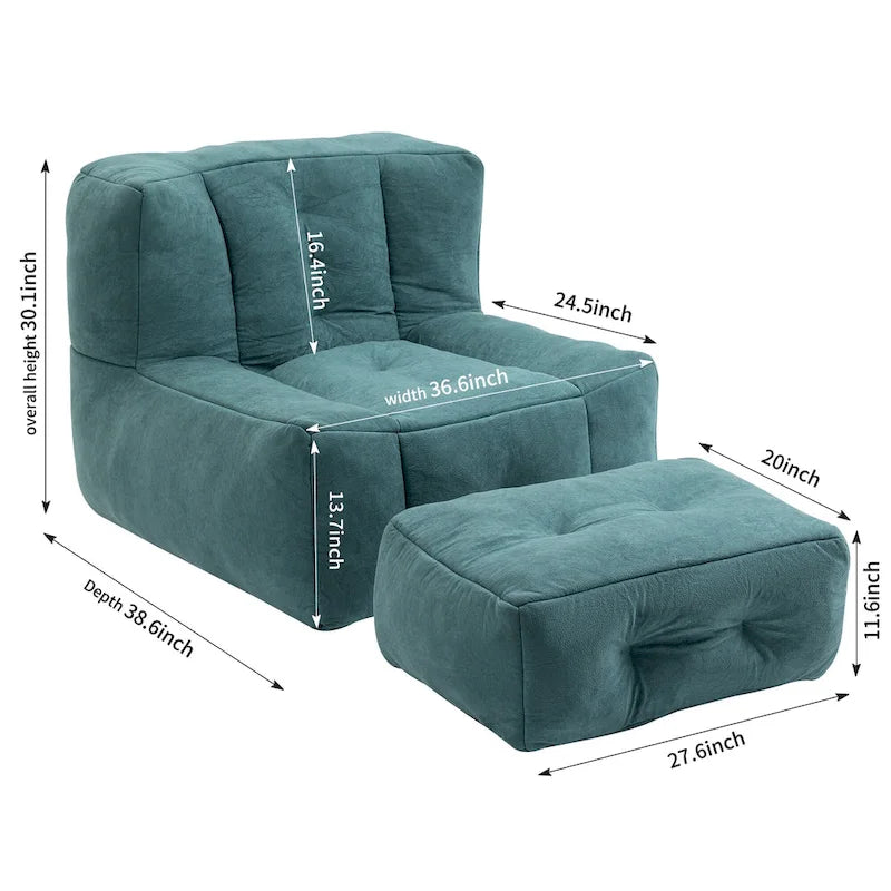 Pouf moelleux avec mousse à mémoire de forme et repose-pieds