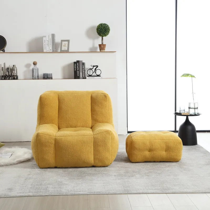 Pouf moelleux avec mousse à mémoire de forme et repose-pieds
