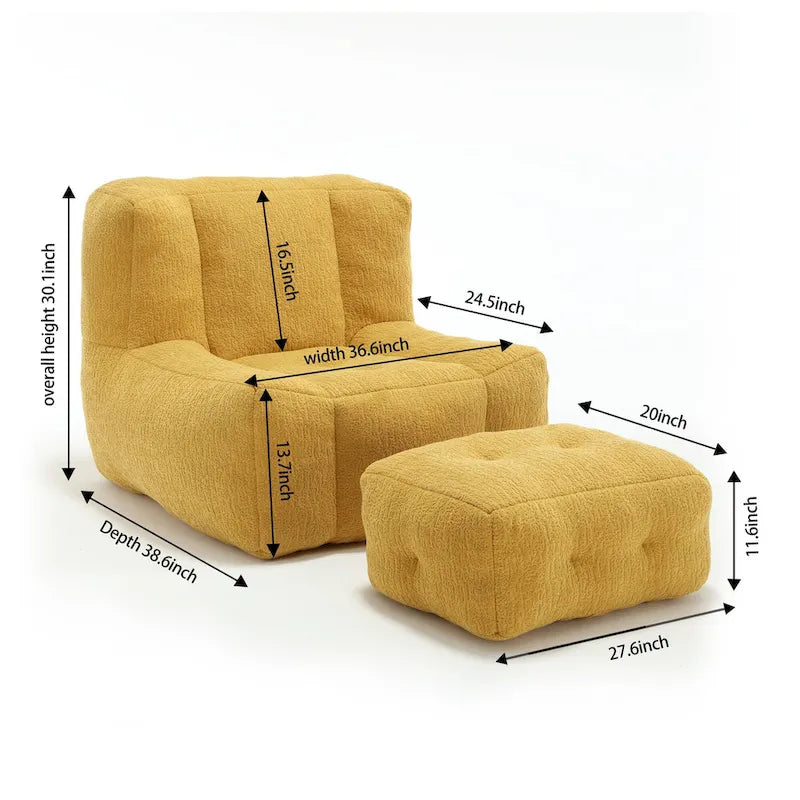 Pouf moelleux avec mousse à mémoire de forme et repose-pieds