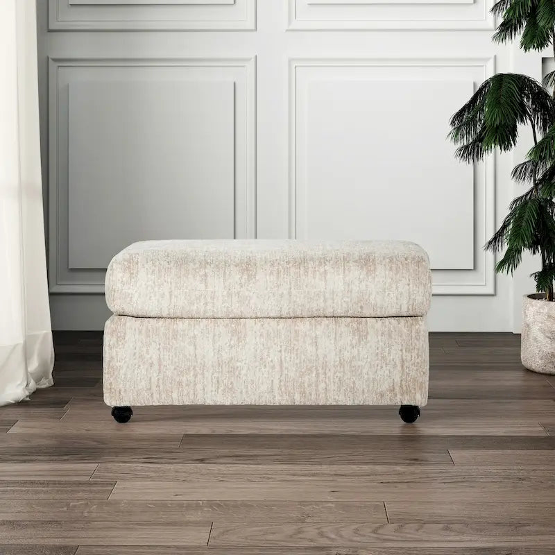 Pouf de salon Nason de Roundhill Furniture, coloris parchemin