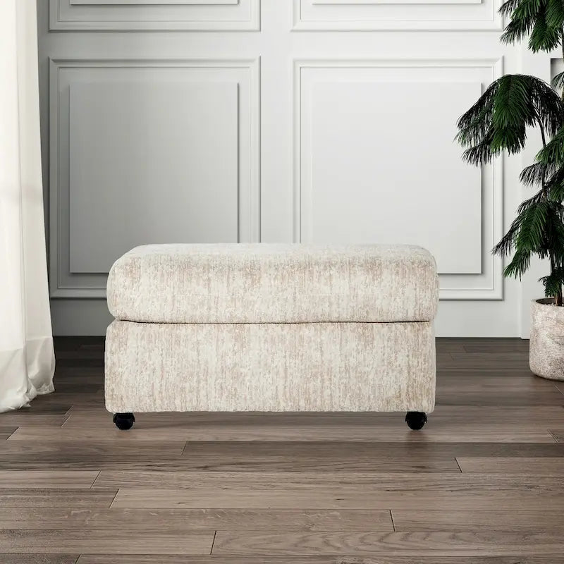 Pouf de salon Nason de Roundhill Furniture, coloris parchemin