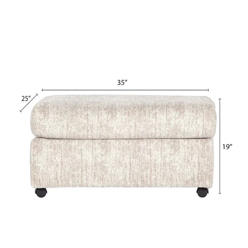 Pouf de salon Nason de Roundhill Furniture, coloris parchemin