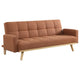 Canapé-lit futon Kori de 78 pouces avec dossier capitonné, pieds inclinés, tissu orange