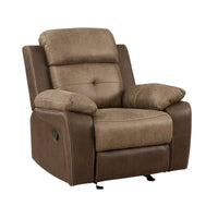 Emma Fauteuil inclinable coulissant manuel 38 pouces, microfibre brune, bois massif