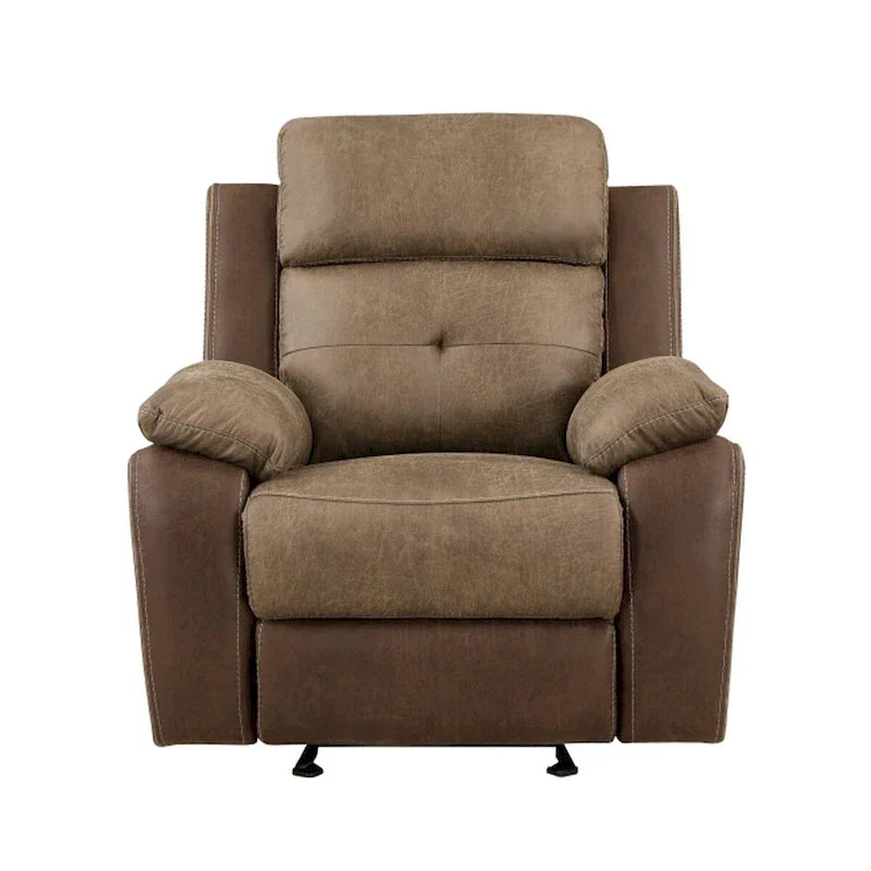 Emma Fauteuil inclinable coulissant manuel 38 pouces, microfibre brune, bois massif