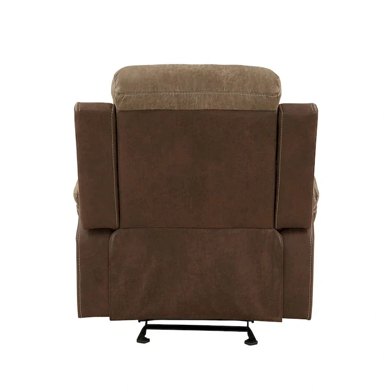 Emma Fauteuil inclinable coulissant manuel 38 pouces, microfibre brune, bois massif