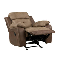Emma Fauteuil inclinable coulissant manuel 38 pouces, microfibre brune, bois massif