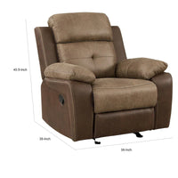 Emma Fauteuil inclinable coulissant manuel 38 pouces, microfibre brune, bois massif