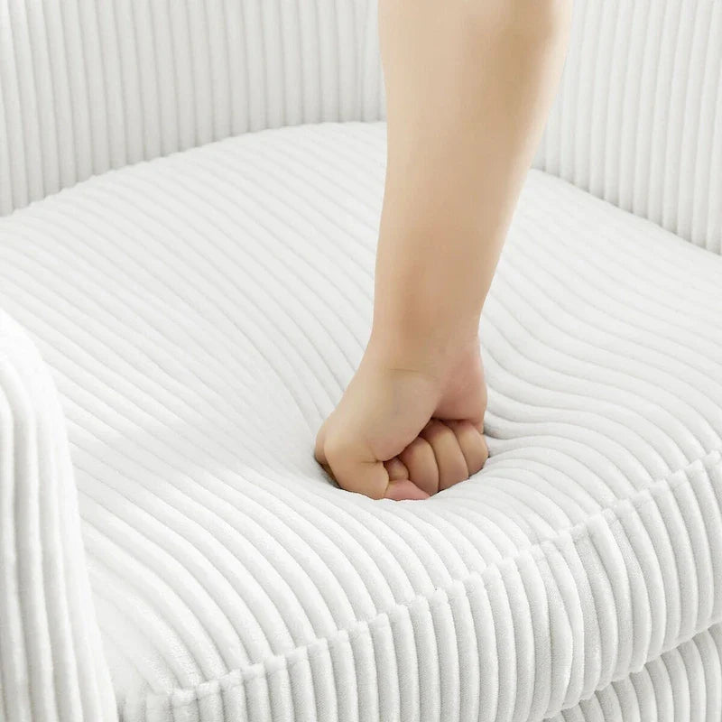 Fauteuil d'appoint pivotant à 360° en velours côtelé, canapé individuel confortable avec ottoman pour salon ou chambre à coucher