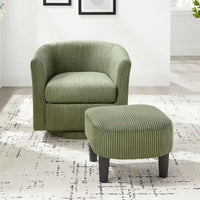Fauteuil d'appoint pivotant à 360° en velours côtelé, canapé individuel confortable avec ottoman pour salon ou chambre à coucher