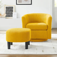 Fauteuil d'appoint pivotant à 360° en velours côtelé, canapé individuel confortable avec ottoman pour salon ou chambre à coucher