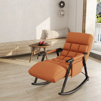 Fauteuil à bascule pliant décontracté, Fauteuil à bascule de salon réglable avec dossier haut et repose-pieds, Poches latérales, Idéal pour le salon et la chambre à coucher
