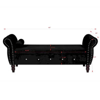 Banc de chambre en velours de 161 cm avec pieds en bois massif et 1 coussin, banc de rangement ottoman avec accoudoirs et boucles en cristal