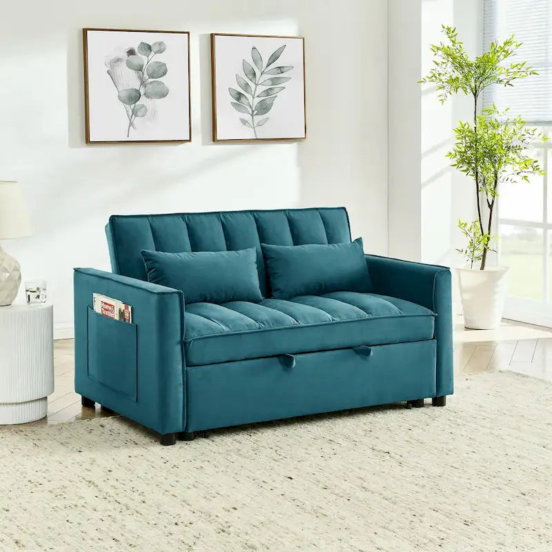 Causeuse-canapé moderne en velours avec lit escamotable, convertible 3 en 1 pour salon canapé-lit