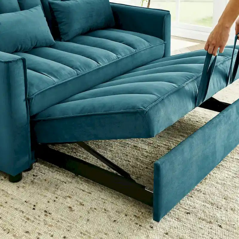 Causeuse-canapé moderne en velours avec lit escamotable, convertible 3 en 1 pour salon canapé-lit