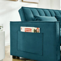 Causeuse-canapé moderne en velours avec lit escamotable, convertible 3 en 1 pour salon canapé-lit
