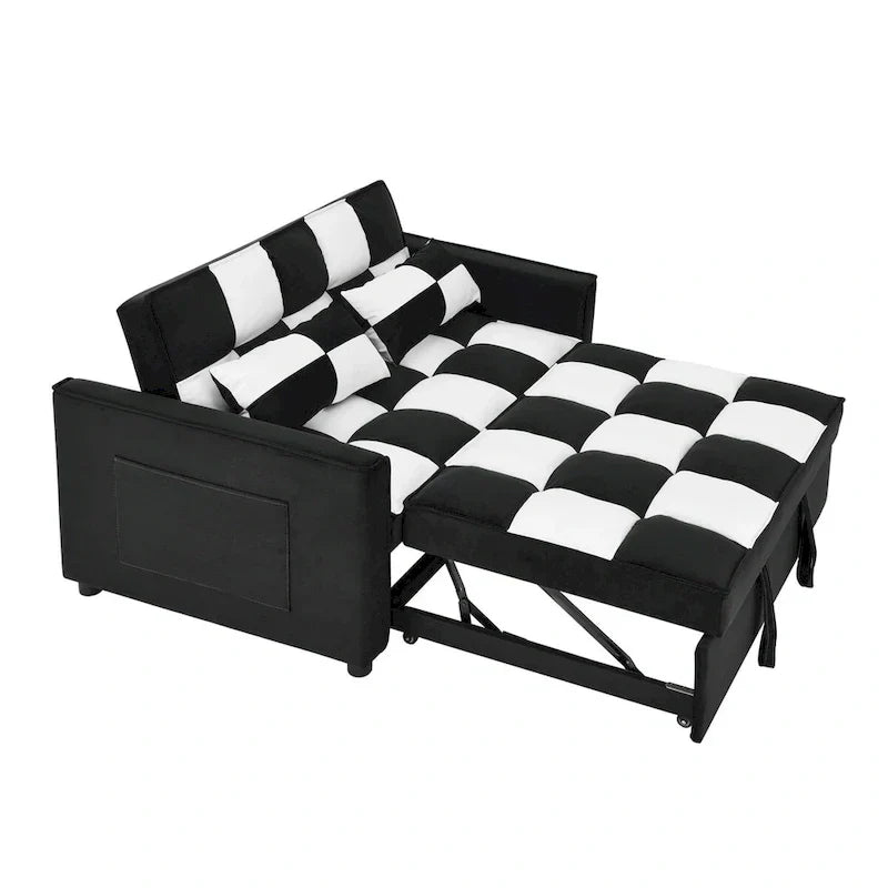 Causeuse-canapé moderne en velours avec lit escamotable, convertible 3 en 1 pour salon canapé-lit