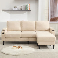 Canapé 3 places rembourré avec pouf de rangement pour salon