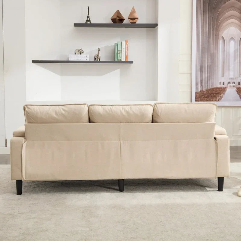 Canapé 3 places rembourré avec pouf de rangement pour salon