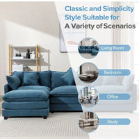 Canapé Rembourré en Chenille Forme L 112.2 pouces pour Salon, Canapé de Luxe Moderne avec Pouf