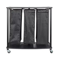 Centre de lessive à 3 sacs, Tablettes en stratifié lisse, Cadre en acier robuste, Barre de suspension, Options de pieds à roulettes et fixes