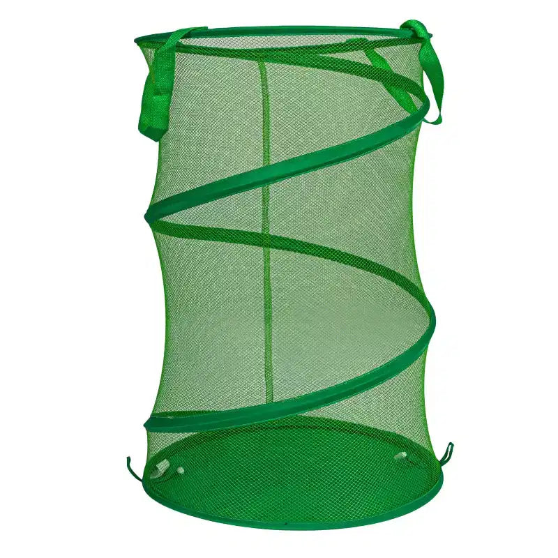 Panier à linge escamotable en maille, cadre en acier à ressort, doublure en maille pour circulation d'air, grande capacité, installation facile, rangement compact