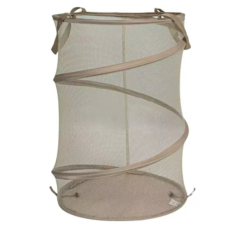 Panier à linge escamotable en maille, cadre en acier à ressort, doublure en maille pour circulation d'air, grande capacité, installation facile, rangement compact