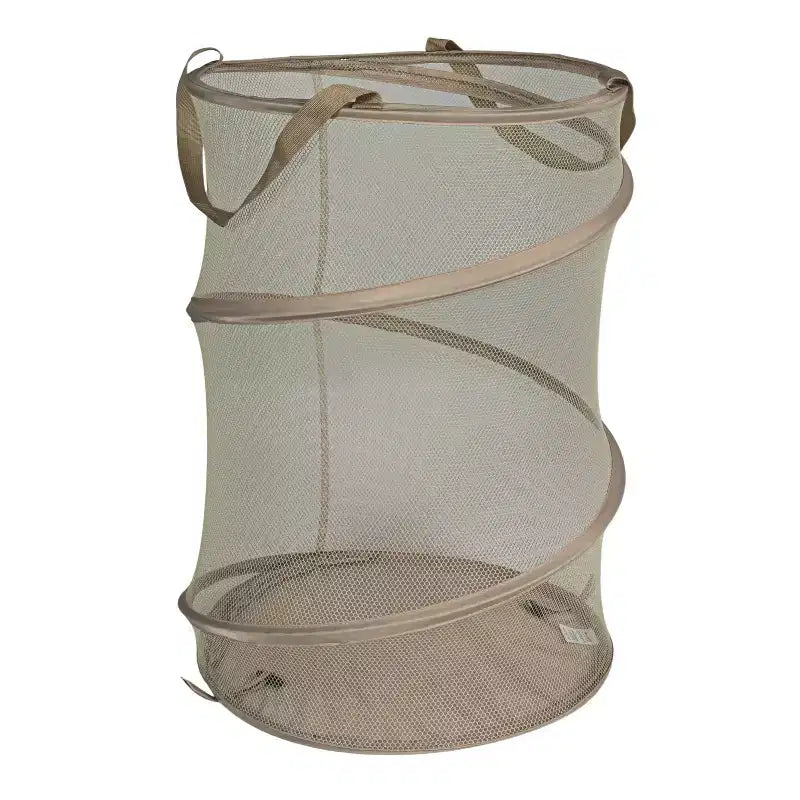 Panier à linge escamotable en maille, cadre en acier à ressort, doublure en maille pour circulation d'air, grande capacité, installation facile, rangement compact