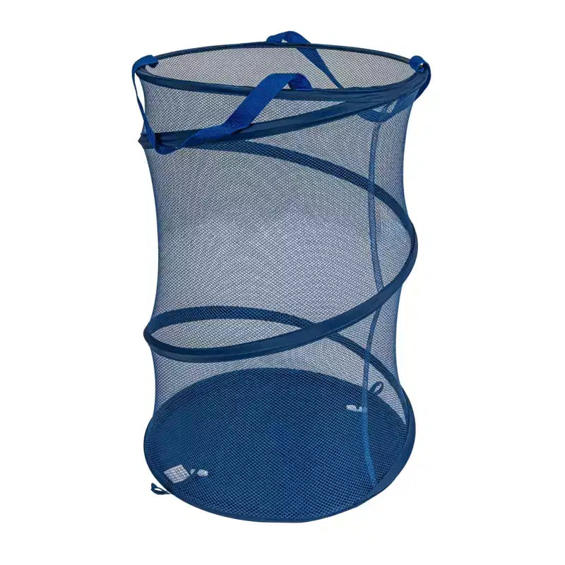Panier à linge escamotable en maille, cadre en acier à ressort, doublure en maille pour circulation d'air, grande capacité, installation facile, rangement compact