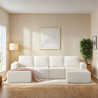 Canapé Sectionnel Modulable en Forme de U, Ensemble Canapé de Sol de Luxe en Chenille