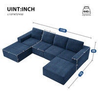 Canapé Sectionnel Modulable en Forme de U, Ensemble Canapé de Sol de Luxe en Chenille