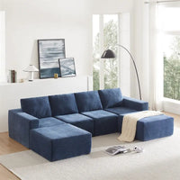 Canapé Sectionnel Modulable en Forme de U, Ensemble Canapé de Sol de Luxe en Chenille