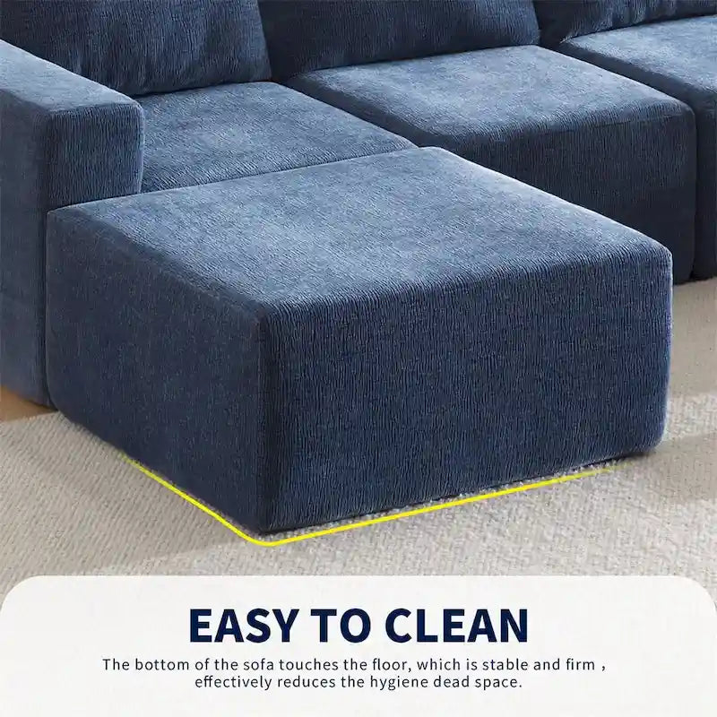Canapé Sectionnel Modulable en Forme de U, Ensemble Canapé de Sol de Luxe en Chenille