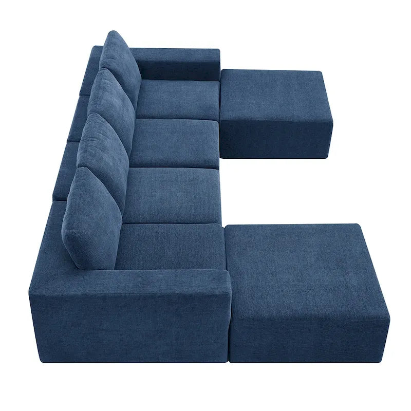 Canapé Sectionnel Modulable en Forme de U, Ensemble Canapé de Sol de Luxe en Chenille