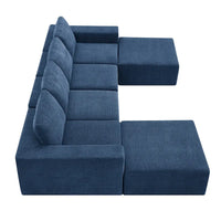 Canapé Sectionnel Modulable en Forme de U, Ensemble Canapé de Sol de Luxe en Chenille